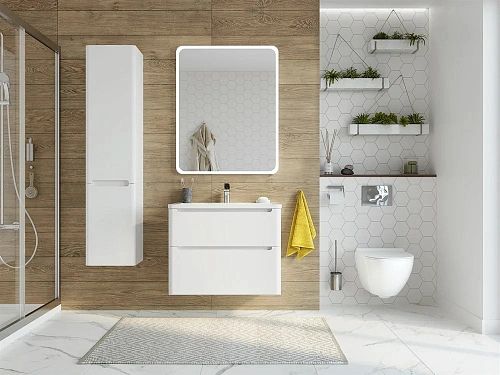 Зеркало STWORKI Монтре 80 с подсветкой, сенсор на зеркале, квадратное, белое, настенное 431926 Зеркало STWORKI Монтре 80 с подсветкой, сенсор на зеркале, квадратное, белое, настенное 431926