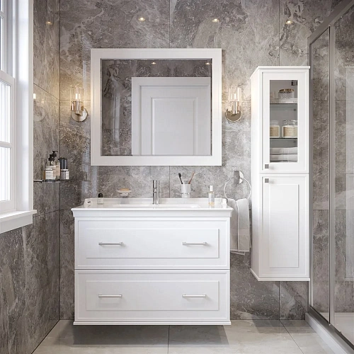 Зеркало STWORKI Хадстен 100 белое, прямоугольное, в классическом стиле 540824 Зеркало STWORKI Хадстен 100 белое, прямоугольное, в классическом стиле 540824