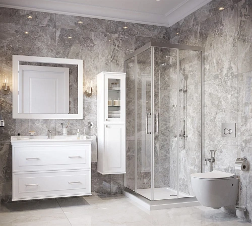 Зеркало STWORKI Хадстен 100 белое, прямоугольное, в классическом стиле 540824 Зеркало STWORKI Хадстен 100 белое, прямоугольное, в классическом стиле 540824