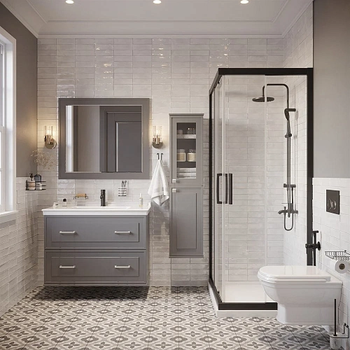 Зеркало STWORKI Хадстен 100 серое, прямоугольное, настенное, в раме 540827 Зеркало STWORKI Хадстен 100 серое, прямоугольное, настенное, в раме 540827