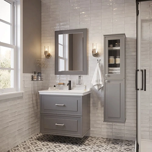 Зеркало STWORKI Хадстен 80 серое, прямоугольное, настенное 540825 Зеркало STWORKI Хадстен 80 серое, прямоугольное, настенное 540825