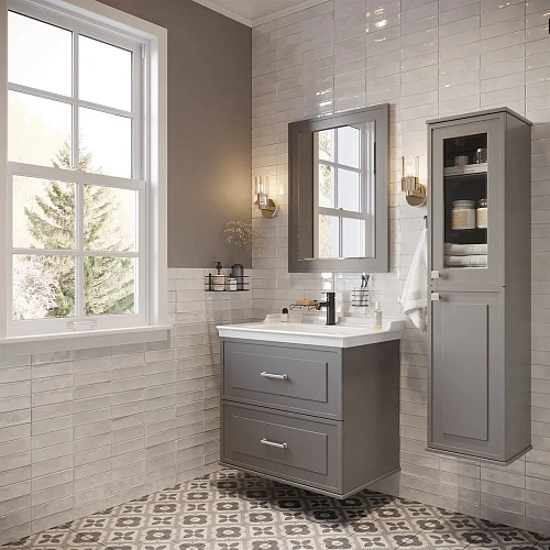 Зеркало STWORKI Хадстен 80 серое, прямоугольное, настенное 540825 Зеркало STWORKI Хадстен 80 серое, прямоугольное, настенное 540825