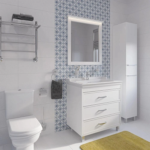 Зеркало STWORKI Хальмстад 80 белое, с подсветкой, квадратные, белое, в современном стиле, настенное 505117 Зеркало STWORKI Хальмстад 80 белое, с подсветкой, квадратные, белое, в современном стиле, настенное 505117