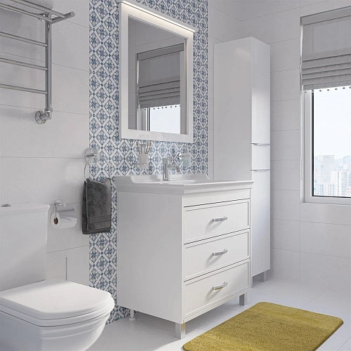 Зеркало STWORKI Хальмстад 80 белое, с подсветкой, квадратные, белое, в современном стиле, настенное 505117 Зеркало STWORKI Хальмстад 80 белое, с подсветкой, квадратные, белое, в современном стиле, настенное 505117