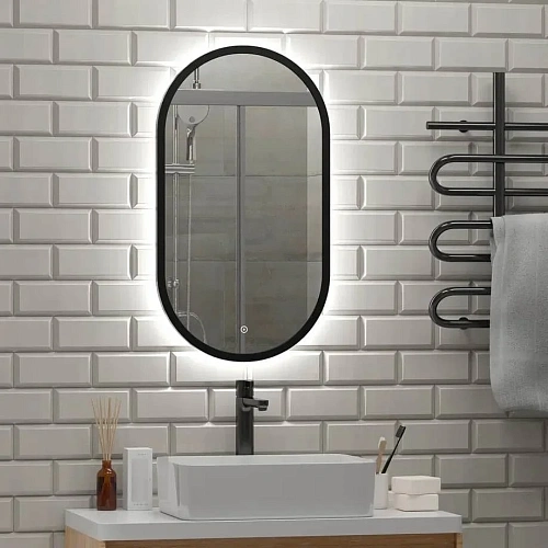 Зеркало Taliente Zled TA-Zled-PBL4580 с LED-подсветкой, 45x80 см, овальное, черное Зеркало Taliente Zled TA-Zled-PBL4580 с LED-подсветкой, 45x80 см, овальное, черное