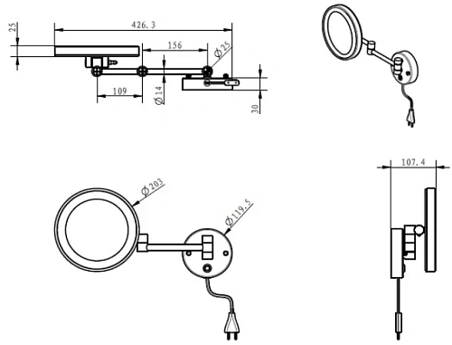 Зеркало косметическое ART&MAX AM-M-061-CR с подсветкой Зеркало косметическое ART&MAX AM-M-061-CR с подсветкой