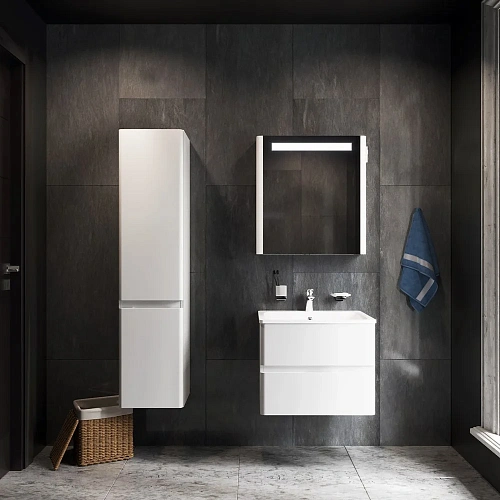 Зеркальный шкаф AM.PM Bliss M55MCR0601WG с подсветкой 60 см, правый, белый глянец Зеркальный шкаф AM.PM Bliss M55MCR0601WG с подсветкой 60 см, правый, белый глянец