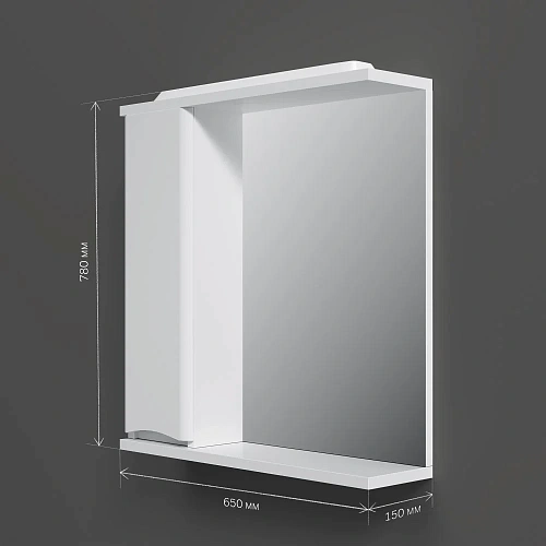 Зеркальный шкаф AM.PM Like M80MPL0651WG левый, 65см, с подсветкой, белый Зеркальный шкаф AM.PM Like M80MPL0651WG левый, 65см, с подсветкой, белый