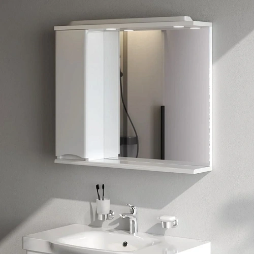 Зеркальный шкаф AM.PM Like M80MPL0801WG 80 см, с подсветкой, левый, белый Зеркальный шкаф AM.PM Like M80MPL0801WG 80 см, с подсветкой, левый, белый