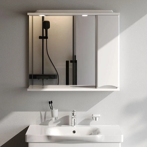 Зеркальный шкаф AM.PM Like M80MPR0801WG 80 см, с подсветкой, правый, белый Зеркальный шкаф AM.PM Like M80MPR0801WG 80 см, с подсветкой, правый, белый