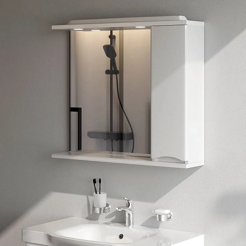 Зеркальный шкаф AM.PM Like M80MPR0801WG 80 см, с подсветкой, правый, белый Зеркальный шкаф AM.PM Like M80MPR0801WG 80 см, с подсветкой, правый, белый