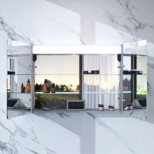 Зеркальный шкаф AM.PM Sensation 100 M30MCX1001FG с подсветкой, серый шелк глянец Зеркальный шкаф AM.PM Sensation 100 M30MCX1001FG с подсветкой, серый шелк глянец