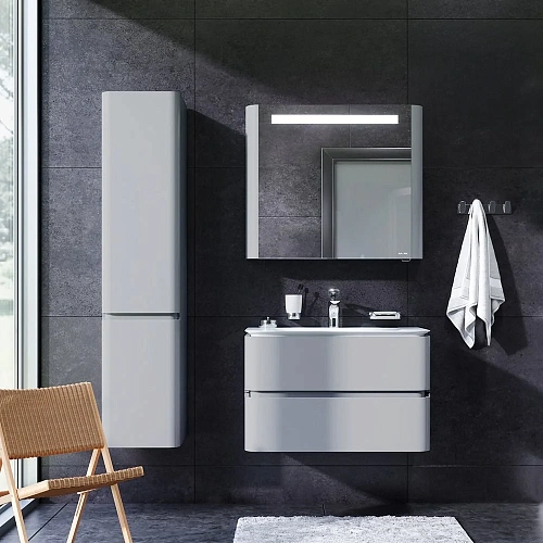 Зеркальный шкаф AM.PM Sensation 80 M30MCL0801FG левый, с подсветкой, серый шелк глянец Зеркальный шкаф AM.PM Sensation 80 M30MCL0801FG левый, с подсветкой, серый шелк глянец