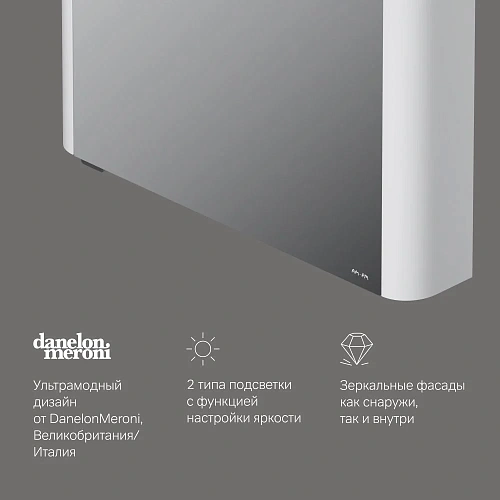 Зеркальный шкаф AM.PM Sensation M30MCL0801WG левый, 80 см, с подсветкой, белый Зеркальный шкаф AM.PM Sensation M30MCL0801WG левый, 80 см, с подсветкой, белый