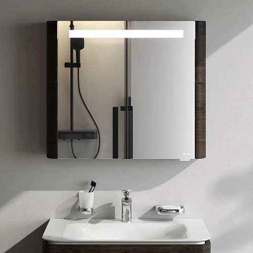 Зеркальный шкаф AM.PM Sensation M30MCR0801TF правый, 80 см, с подсветкой, табачный дуб Зеркальный шкаф AM.PM Sensation M30MCR0801TF правый, 80 см, с подсветкой, табачный дуб