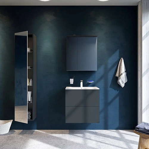 Зеркальный шкаф AM.PM Spirit 2.0 M70AMCR0601GM с подсветкой 60 см, правый, графит Зеркальный шкаф AM.PM Spirit 2.0 M70AMCR0601GM с подсветкой 60 см, правый, графит