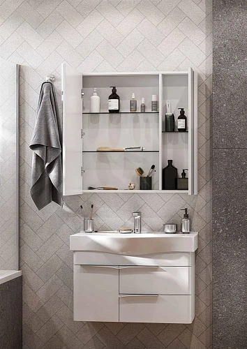 Зеркальный шкаф Aquaton Беверли 80 белый 1A237102BV010 Зеркальный шкаф Aquaton Беверли 80 белый 1A237102BV010