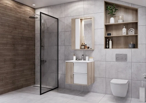 Зеркальный шкаф Aquaton Бостон 75 дуб эврика 1A240302BN010 Зеркальный шкаф Aquaton Бостон 75 дуб эврика 1A240302BN010