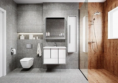 Зеркальный шкаф Aquaton Ривьера 80 белый матовый 1A239102RVX20 Зеркальный шкаф Aquaton Ривьера 80 белый матовый 1A239102RVX20