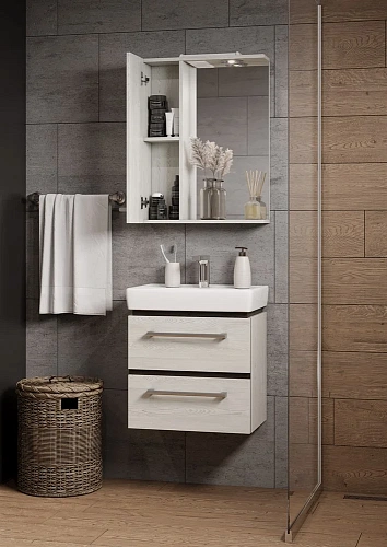 Зеркальный шкаф Aquaton Ронда PRO 55 дуб соммерсет 1A208602RSC2L Зеркальный шкаф Aquaton Ронда PRO 55 дуб соммерсет 1A208602RSC2L