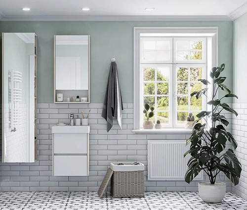 Зеркальный шкаф Aquaton Сканди 45 белый, дуб верона 1A252002SDB20 Зеркальный шкаф Aquaton Сканди 45 белый, дуб верона 1A252002SDB20