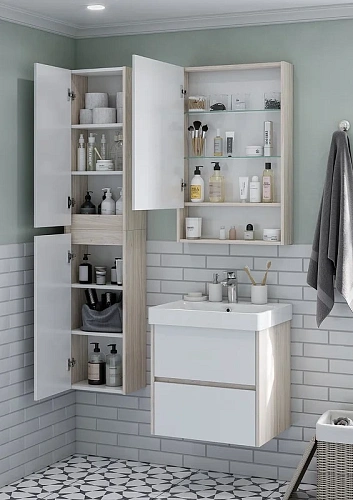 Зеркальный шкаф Aquaton Сканди 55 белый, дуб верона 1A252102SDB20 Зеркальный шкаф Aquaton Сканди 55 белый, дуб верона 1A252102SDB20