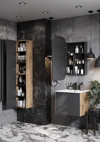 Зеркальный шкаф Aquaton Сохо 60 графит левый 1A258302AJA0L Зеркальный шкаф Aquaton Сохо 60 графит левый 1A258302AJA0L