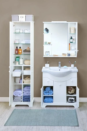 Зеркальный шкаф Aquaton Элен 85 белый 1A218802EN010 Зеркальный шкаф Aquaton Элен 85 белый 1A218802EN010