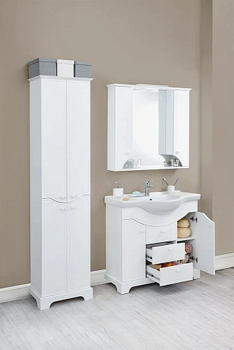 Зеркальный шкаф Aquaton Элен 95 белый 1A218602EN010 Зеркальный шкаф Aquaton Элен 95 белый 1A218602EN010