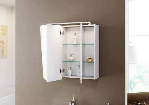 Зеркальный шкаф AQWELLA Simphony Sim.04.08/W цвет белый со светильником Зеркальный шкаф AQWELLA Simphony Sim.04.08/W цвет белый со светильником