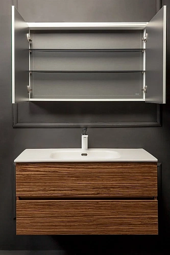 Зеркальный шкаф Armadi Art VALLESSI 100х64см, зебрано глянец 546-Z Зеркальный шкаф Armadi Art VALLESSI 100х64см, зебрано глянец 546-Z