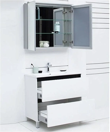 Зеркальный шкаф De Aqua 100 серебро AL 506 100 S Зеркальный шкаф De Aqua 100 серебро AL 506 100 S