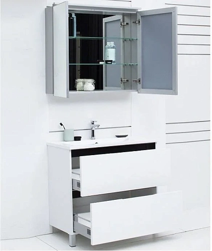 Зеркальный шкаф De Aqua 80 серебро AL 504 080 S Зеркальный шкаф De Aqua 80 серебро AL 504 080 S