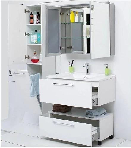 Зеркальный шкаф De Aqua 90 серебро AL 505 090 S Зеркальный шкаф De Aqua 90 серебро AL 505 090 S