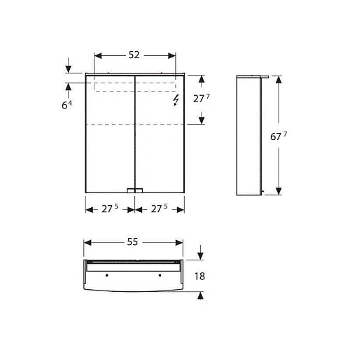 Зеркальный шкаф Geberit Option Basic 500.258.00.1 с подсветкой 55 см Зеркальный шкаф Geberit Option Basic 500.258.00.1 с подсветкой 55 см