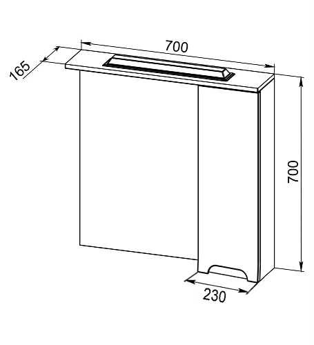 Зеркальный шкаф Orange TOPLINE-Rio ZR70-01R с подсветкой, правый Зеркальный шкаф Orange TOPLINE-Rio ZR70-01R с подсветкой, правый