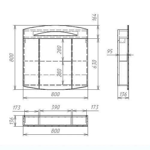 Зеркальный шкаф OWL 1975 Sjel 80 OW25.20.00 Зеркальный шкаф OWL 1975 Sjel 80 OW25.20.00