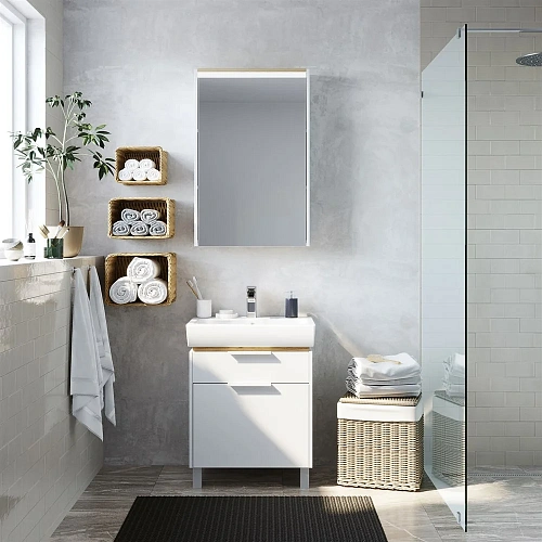 Зеркальный шкаф STWORKI Дублин 60 с подсветкой, навесное, белое, прямоугольное 405953 Зеркальный шкаф STWORKI Дублин 60 с подсветкой, навесное, белое, прямоугольное 405953