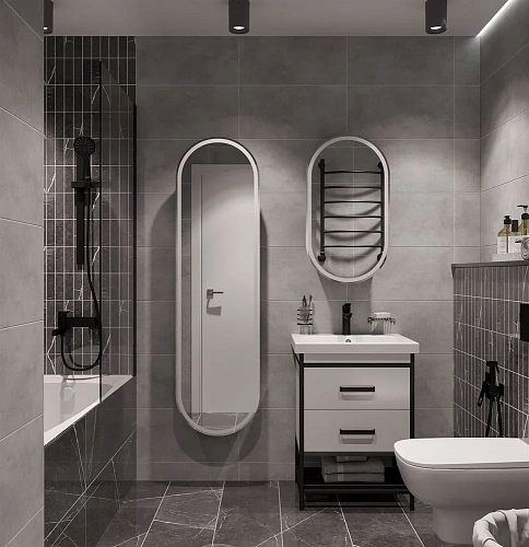 Зеркальный шкаф STWORKI Мальмё МВК073 45, с подсветкой, черный, навесной, в стиле лофт, светодиоды 5 541293 Зеркальный шкаф STWORKI Мальмё МВК073 45, с подсветкой, черный, навесной, в стиле лофт, светодиоды 5 541293