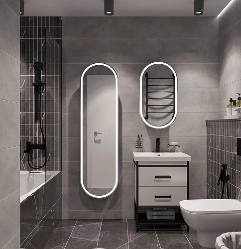 Зеркальный шкаф STWORKI Мальмё МВК073 45, с подсветкой, черный, навесной, в стиле лофт, светодиоды 5 541293 Зеркальный шкаф STWORKI Мальмё МВК073 45, с подсветкой, черный, навесной, в стиле лофт, светодиоды 5 541293