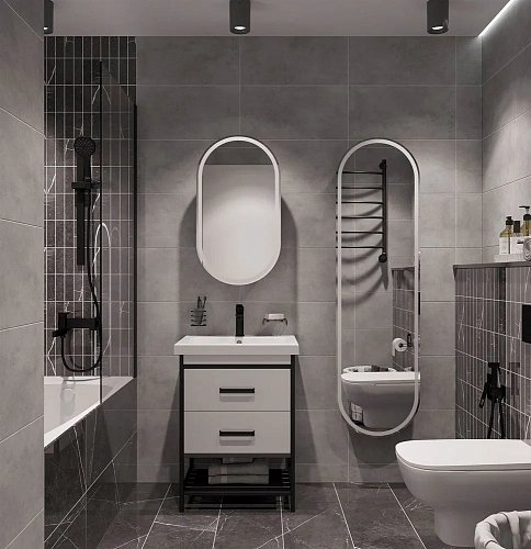 Зеркальный шкаф STWORKI Мальмё МВК073 45, с подсветкой, черный, навесной, в стиле лофт, светодиоды 5 541293 Зеркальный шкаф STWORKI Мальмё МВК073 45, с подсветкой, черный, навесной, в стиле лофт, светодиоды 5 541293