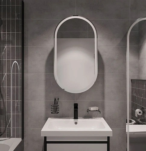 Зеркальный шкаф STWORKI Мальмё МВК073 45, с подсветкой, черный, навесной, в стиле лофт, светодиоды 5 541293 Зеркальный шкаф STWORKI Мальмё МВК073 45, с подсветкой, черный, навесной, в стиле лофт, светодиоды 5 541293