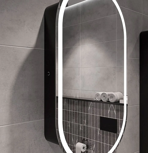 Зеркальный шкаф STWORKI Мальмё МВК073 45, с подсветкой, черный, навесной, в стиле лофт, светодиоды 5 541293 Зеркальный шкаф STWORKI Мальмё МВК073 45, с подсветкой, черный, навесной, в стиле лофт, светодиоды 5 541293