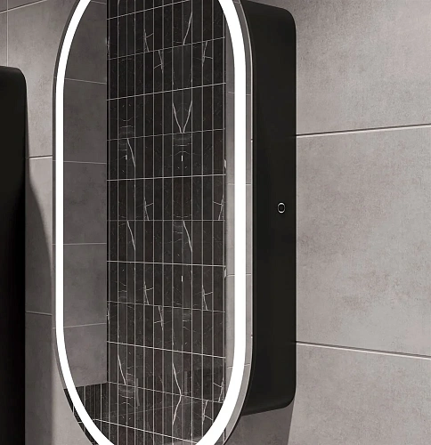 Зеркальный шкаф STWORKI Мальмё МВК073 45, с подсветкой, черный, навесной, в стиле лофт, светодиоды 5 541293 Зеркальный шкаф STWORKI Мальмё МВК073 45, с подсветкой, черный, навесной, в стиле лофт, светодиоды 5 541293