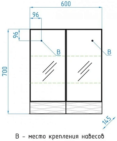 Зеркальный шкаф Style Line Ассоль 60, Люкс техно платина ЛС-00000326 Зеркальный шкаф Style Line Ассоль 60, Люкс техно платина ЛС-00000326