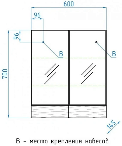 Зеркальный шкаф Style Line Ассоль 60, Люкс техно платина ЛС-00000326 Зеркальный шкаф Style Line Ассоль 60, Люкс техно платина ЛС-00000326