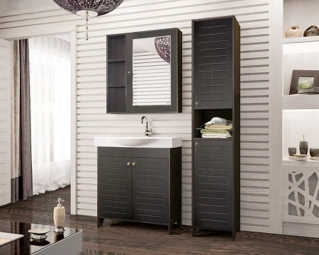 Зеркальный шкаф Style Line Кантри 75, Венге ЛС-00000032 Зеркальный шкаф Style Line Кантри 75, Венге ЛС-00000032