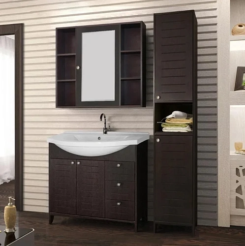 Зеркальный шкаф Style Line Кантри 90, Венге ЛС-00000462 Зеркальный шкаф Style Line Кантри 90, Венге ЛС-00000462