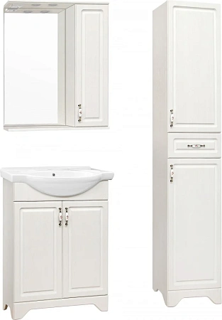 Зеркальный шкаф Style Line Олеандр-2 65/С, рельеф пастель ЛС-00000202 Зеркальный шкаф Style Line Олеандр-2 65/С, рельеф пастель ЛС-00000202