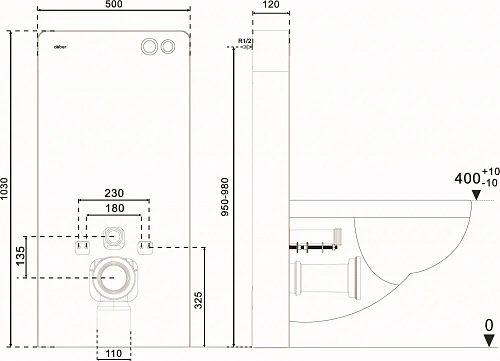 Инсталляционный модуль внешнего монтажа ABBER AC0107MB для подвесного унитаза, черный Инсталляционный модуль внешнего монтажа ABBER AC0107MB для подвесного унитаза, черный
